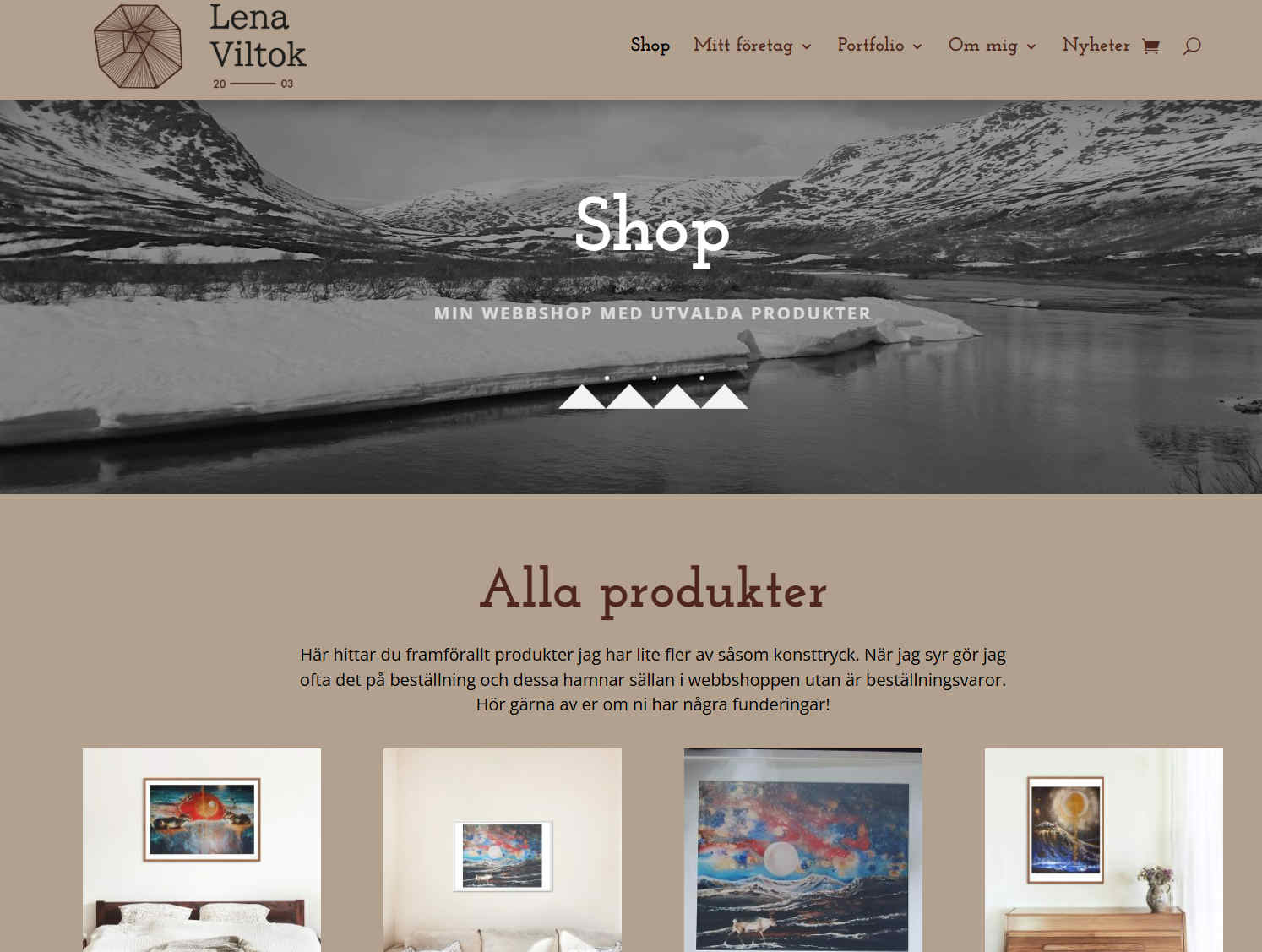 Screenshot of Lena Viltoks webpage
